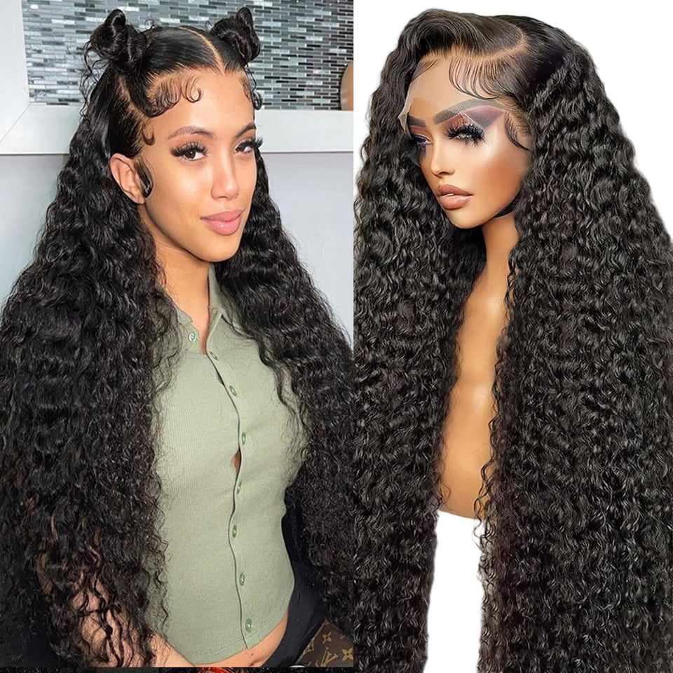 GCTGCT 32-inch water wave lace front wig with natural parting and full texture