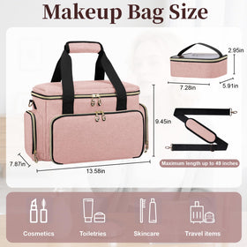 GDNasist Large Makeup Bag inside compartments showing organized storage for cosmetics and tools.