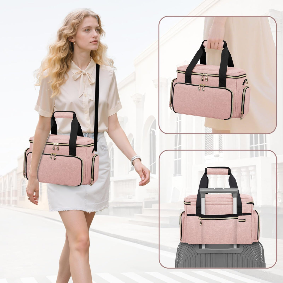 GDNasist Large Makeup Bag material closeup showcasing durable nylon construction.