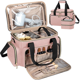GDNasist Large Makeup Bag open-top view, easy access to cosmetics on the go.