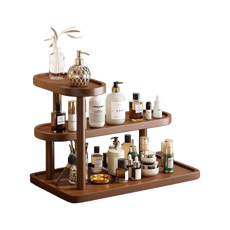 GDQ wooden display organizer stand front view for easy cosmetic access