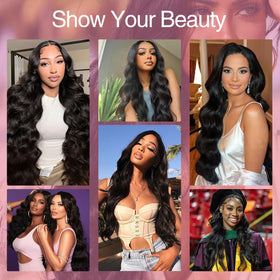 Gearina model wearing 26-inch natural black wig for daily wear