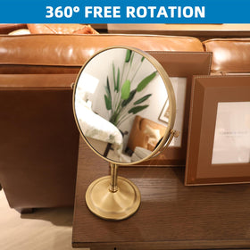 Gecious antique brass tabletop mirror for convenient on-desk use