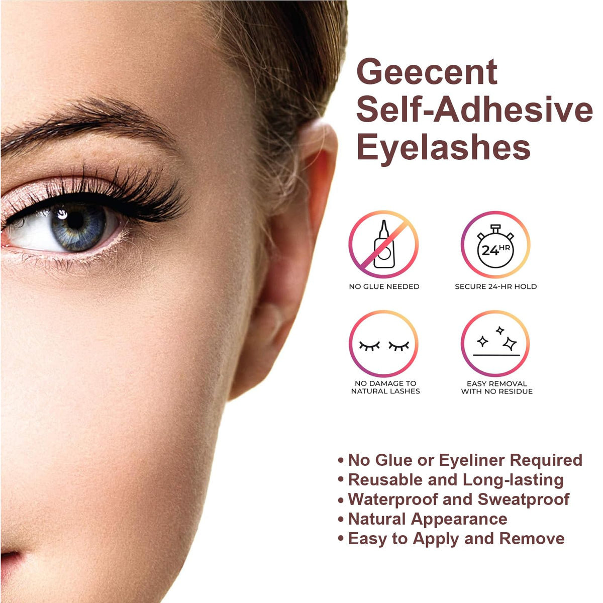 Geecent jelly-strip lashes close-up highlighting comfortable adhesive
