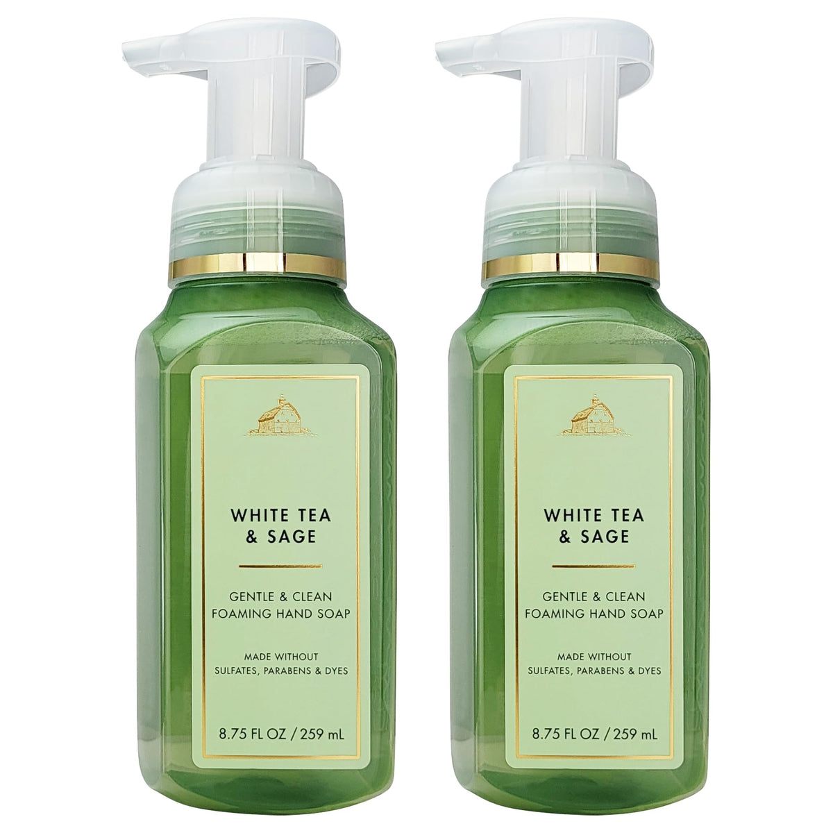 GEEGVV foaming hand soap two-pack front view with White Tea & Sage