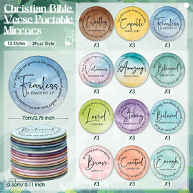 Geelin bible-verse mini mirrors display varied designs for easy daily checks while on the go.