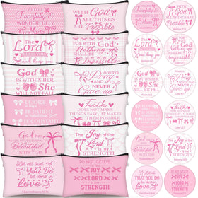 Geelin pink bow Bible makeup bag, durable daily cosmetic organizer.