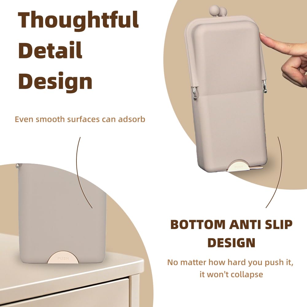 Geelraqaly anti-slip base keeps the makeup bag upright on a desk.