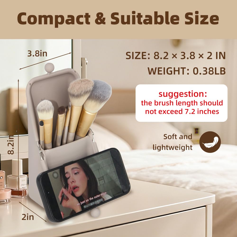 Geelraqaly waterproof silicone makeup bag opened to show organization.