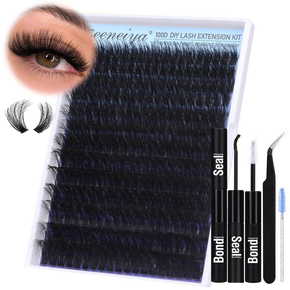 Geeneiya 100D cluster lash kit bundle for easy at-home styling.