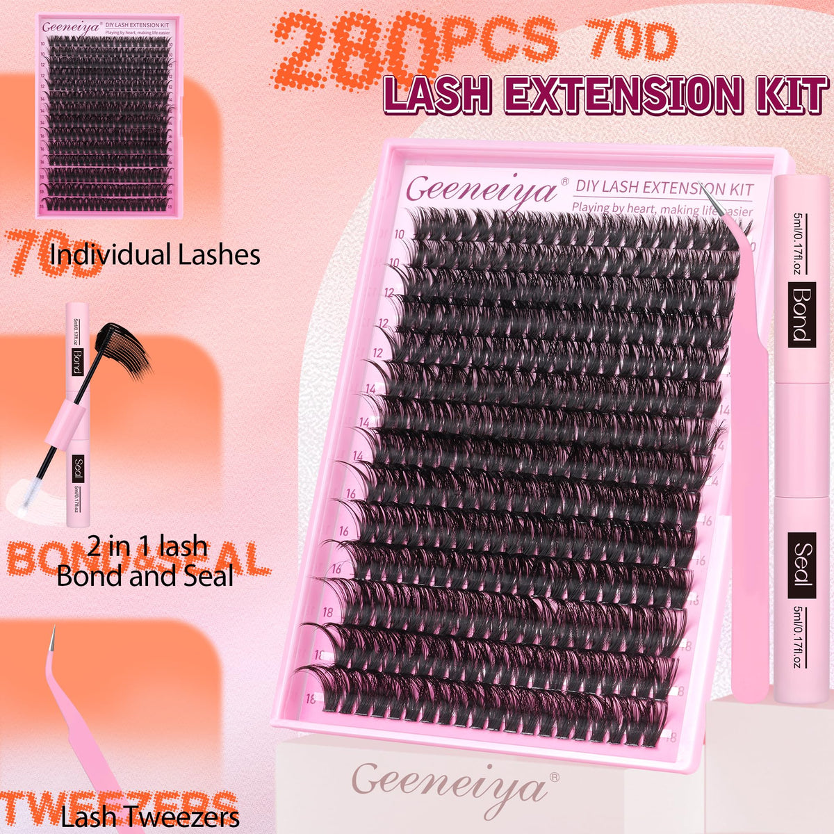Geeneiya 280pcs lash clusters for natural fluffy volume