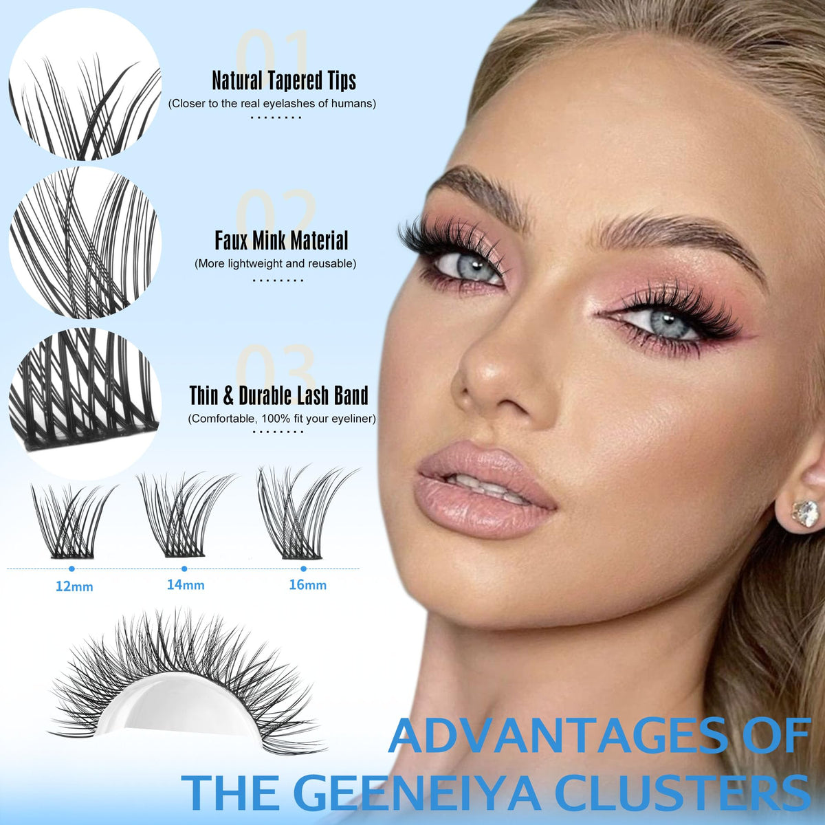 Geeneiya DIY lash tweezers for precise placement.