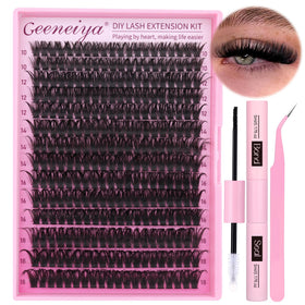 Geeneiya full lash extension kit 10-18mm dense cluster lashes