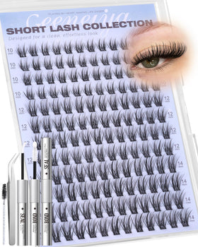 Geeneiya lash clusters kit 10-12-14mm for natural daily definition.