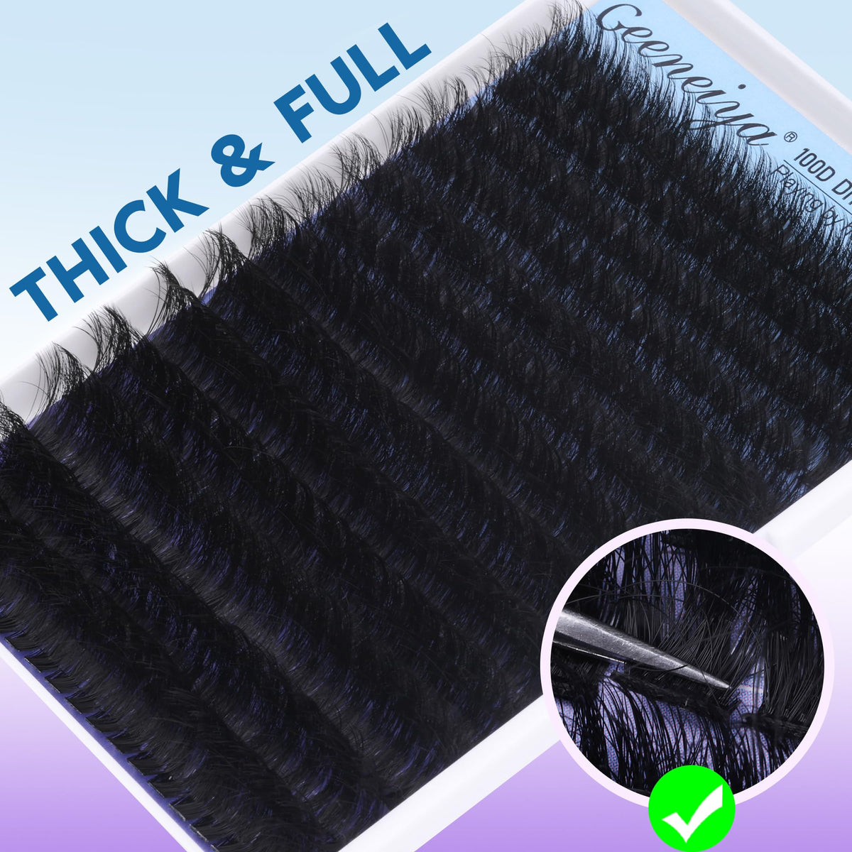 Geeneiya premium lash tweezers enable precise placement.