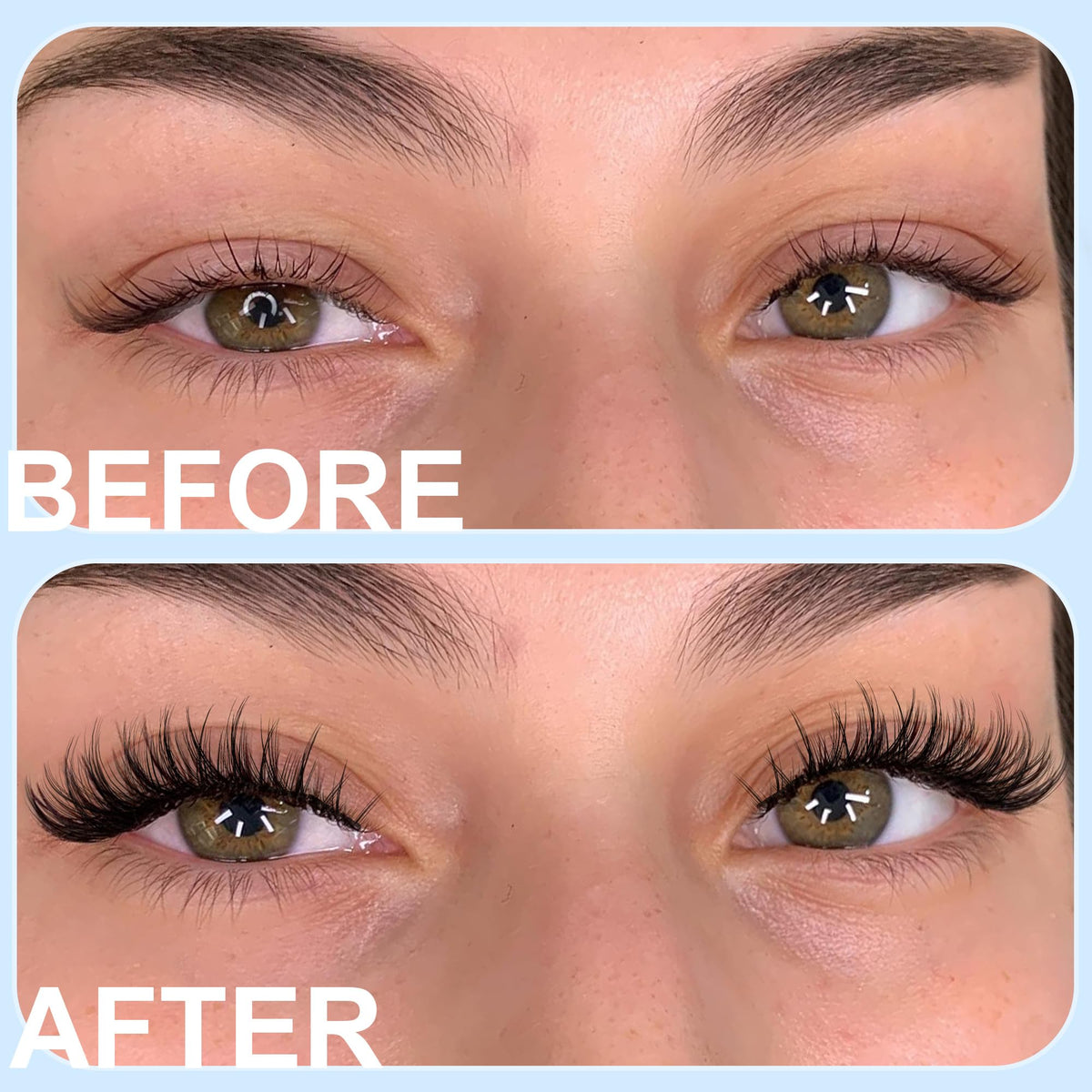 Geeneiya wispy cluster lashes 14mm for a delicate cat-eye look.