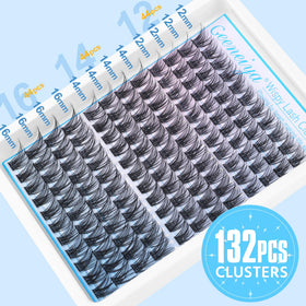 Geeneiya wispy cluster lashes 16mm for a fuller glam appearance.