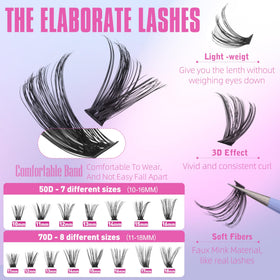 Geeneiya Wispy Lash Clusters Kit shows 10–18 mm length options for customization.