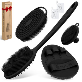 GEENOA back scrubber with dual side brushes for thorough cleansing