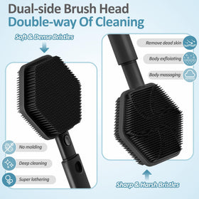 GEENOA back scrubber dual side head harsh bristles for exfoliation