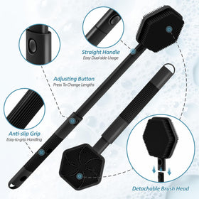 GEENOA back scrubber dual side head soft bristles for gentle lathering