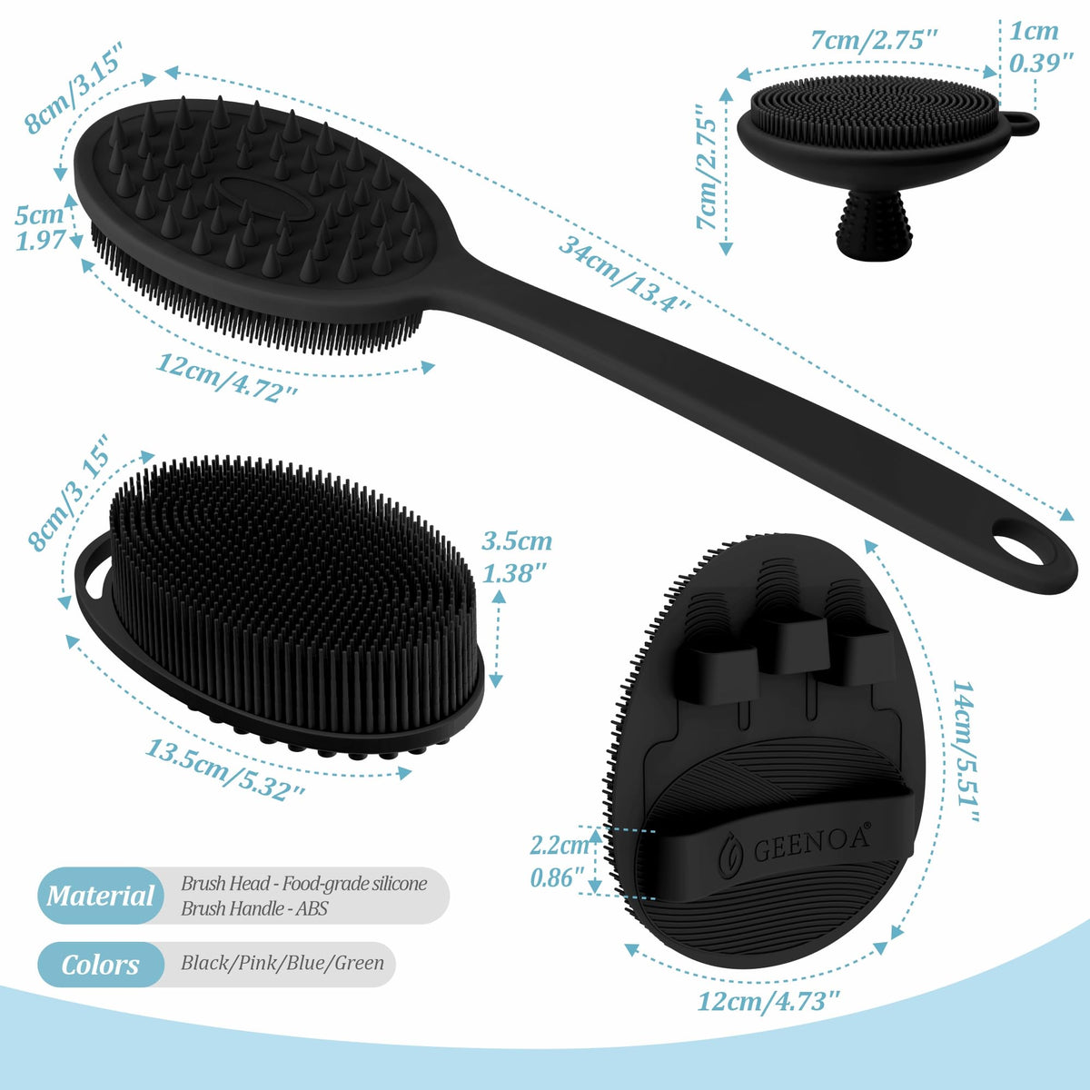 GEENOA back scrubber with ergonomic handle for comfortable reach