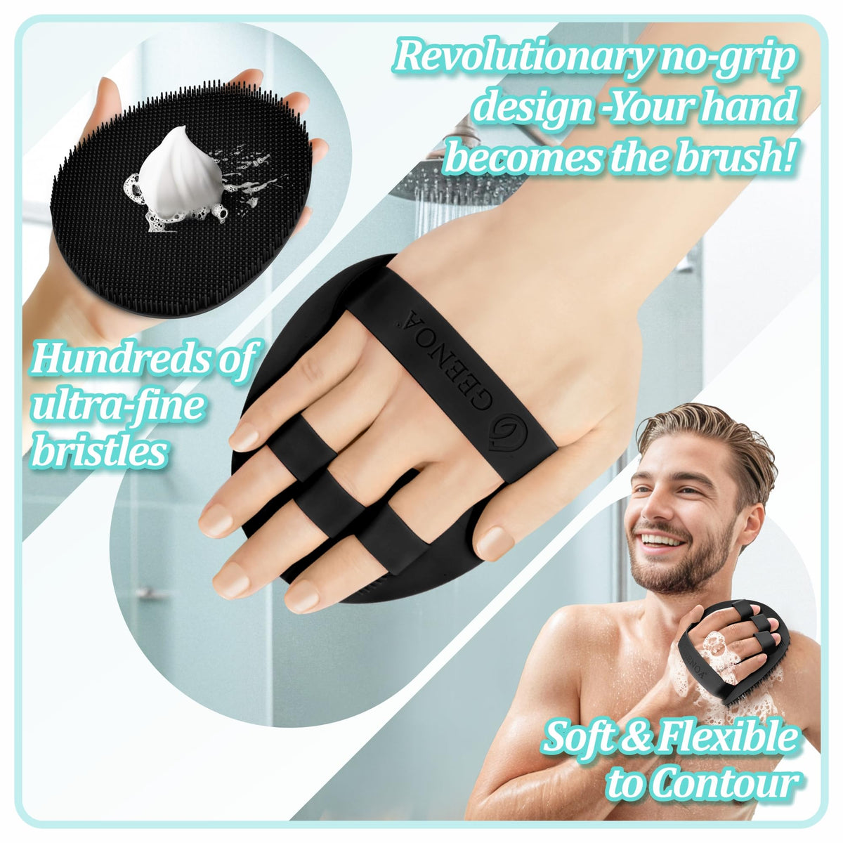GEENOA bath glove hand fit bands provide secure non slip use