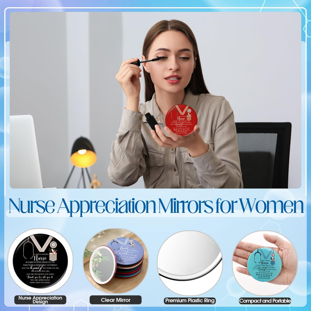 Geetery 2.7-inch compact mirror with colorful design for on-the-go use