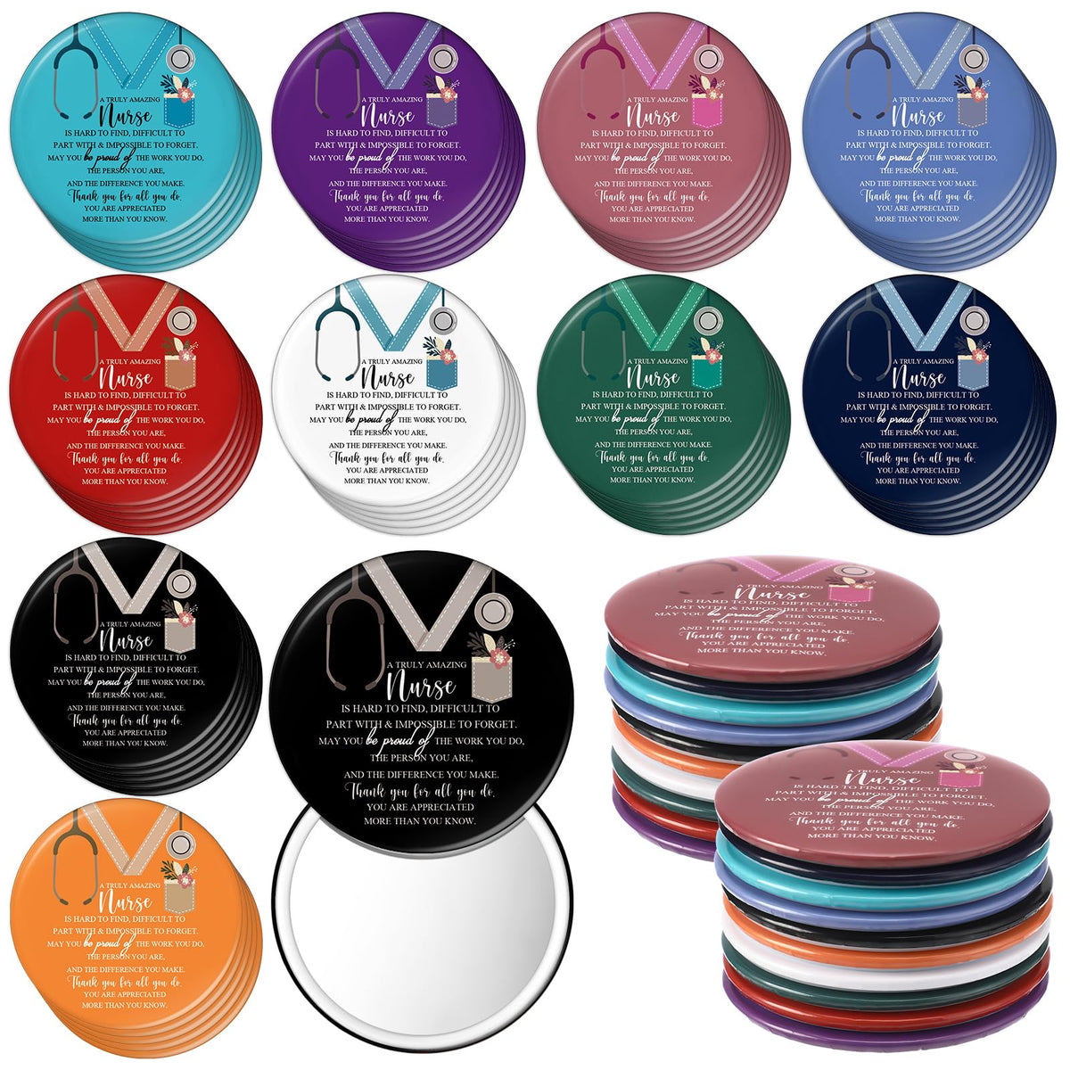 Geetery nurse week multicolor mirrors set for on-the-go touch-ups
