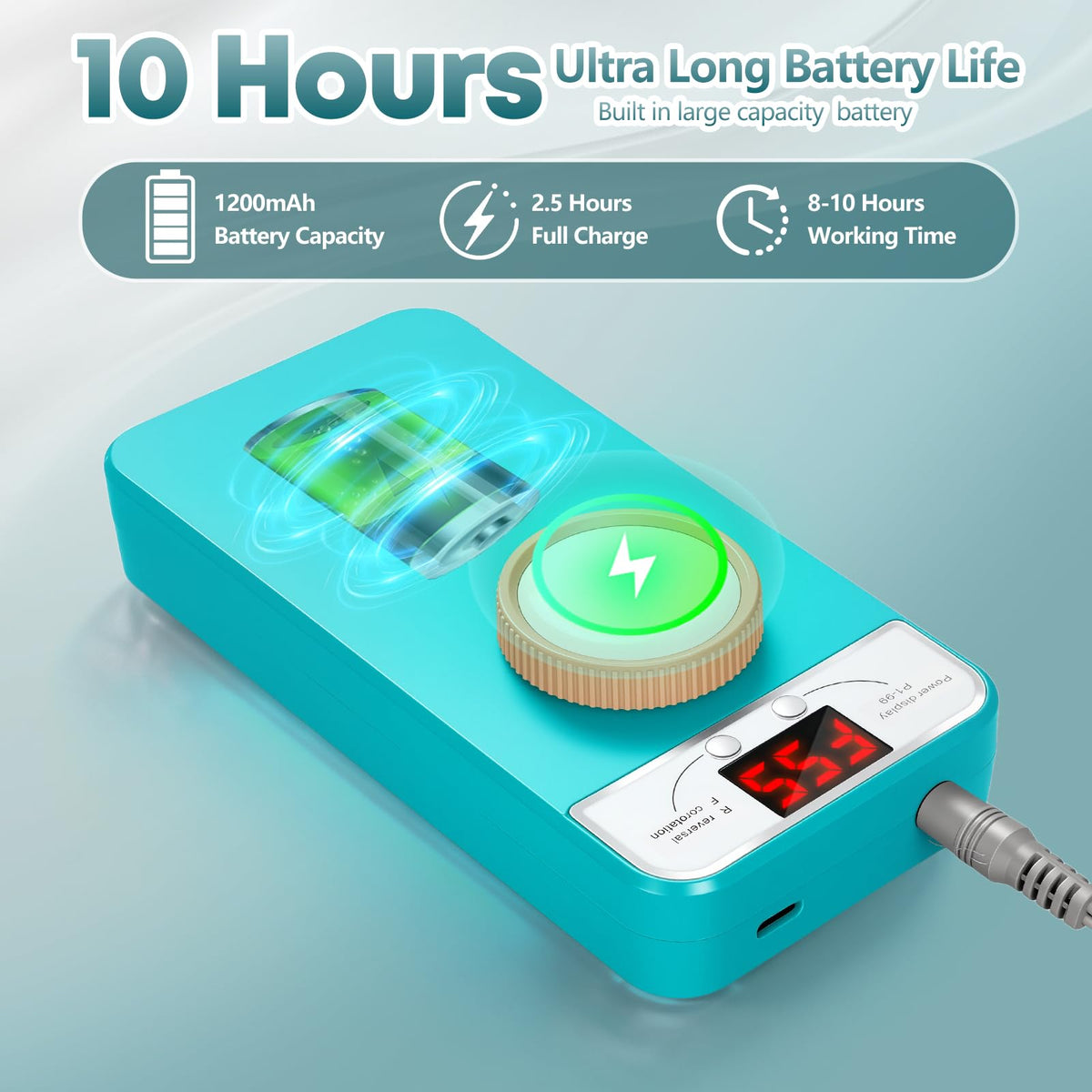 GEEZO nail drill LCD control panel and speed setting.