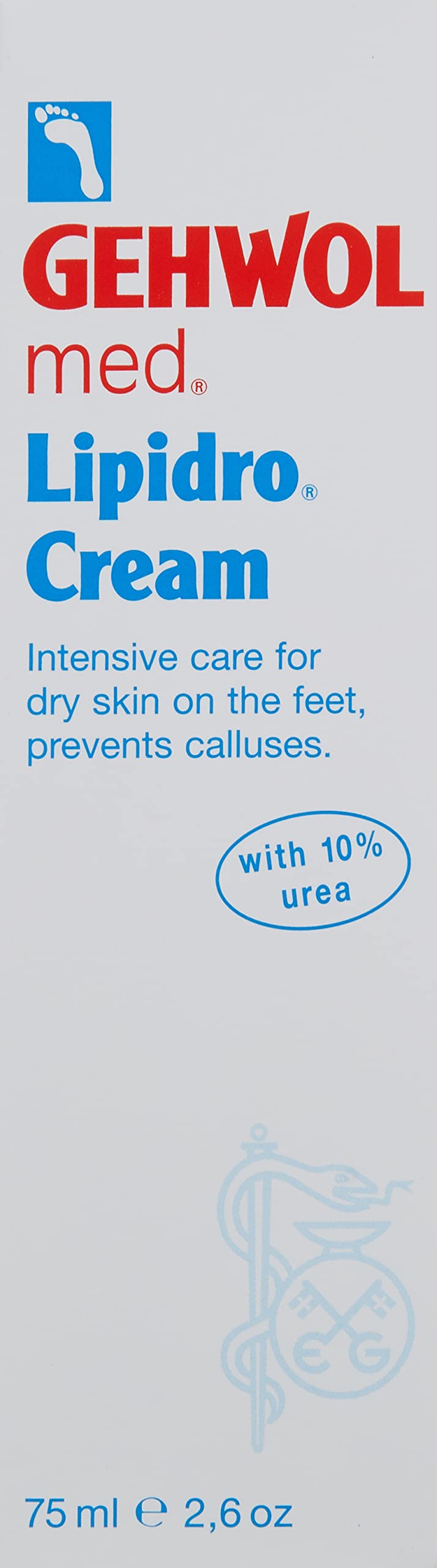 Gehwol Med Lipidro Cream jar helps hydrate dry feet by restoring the lipid barrier.