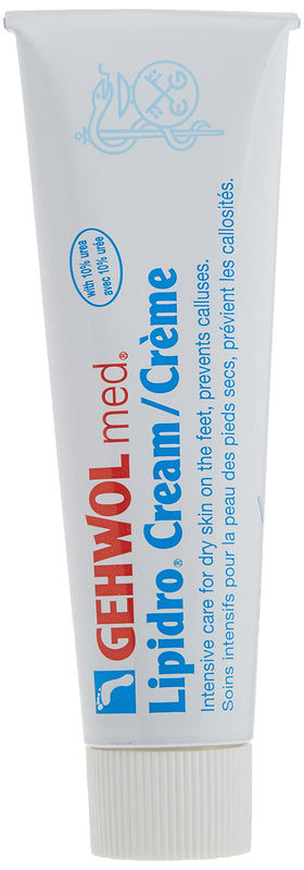 Gehwol Med Lipidro Cream texture close-up highlights rich oils and urea benefits.