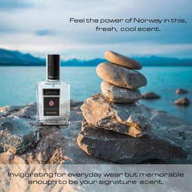 Geir Ness logo with Norwegian mountains motif on packaging and bottle