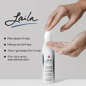 Geir Ness Laila cream being rubbed into skin after shower.