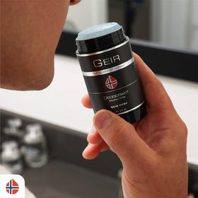Geir Ness Men deodorant stick application demonstrating smooth glide.