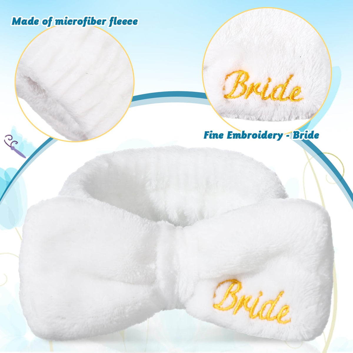 Geiserailie blue bridesmaid scrunchies pack keeps hair neat all night.