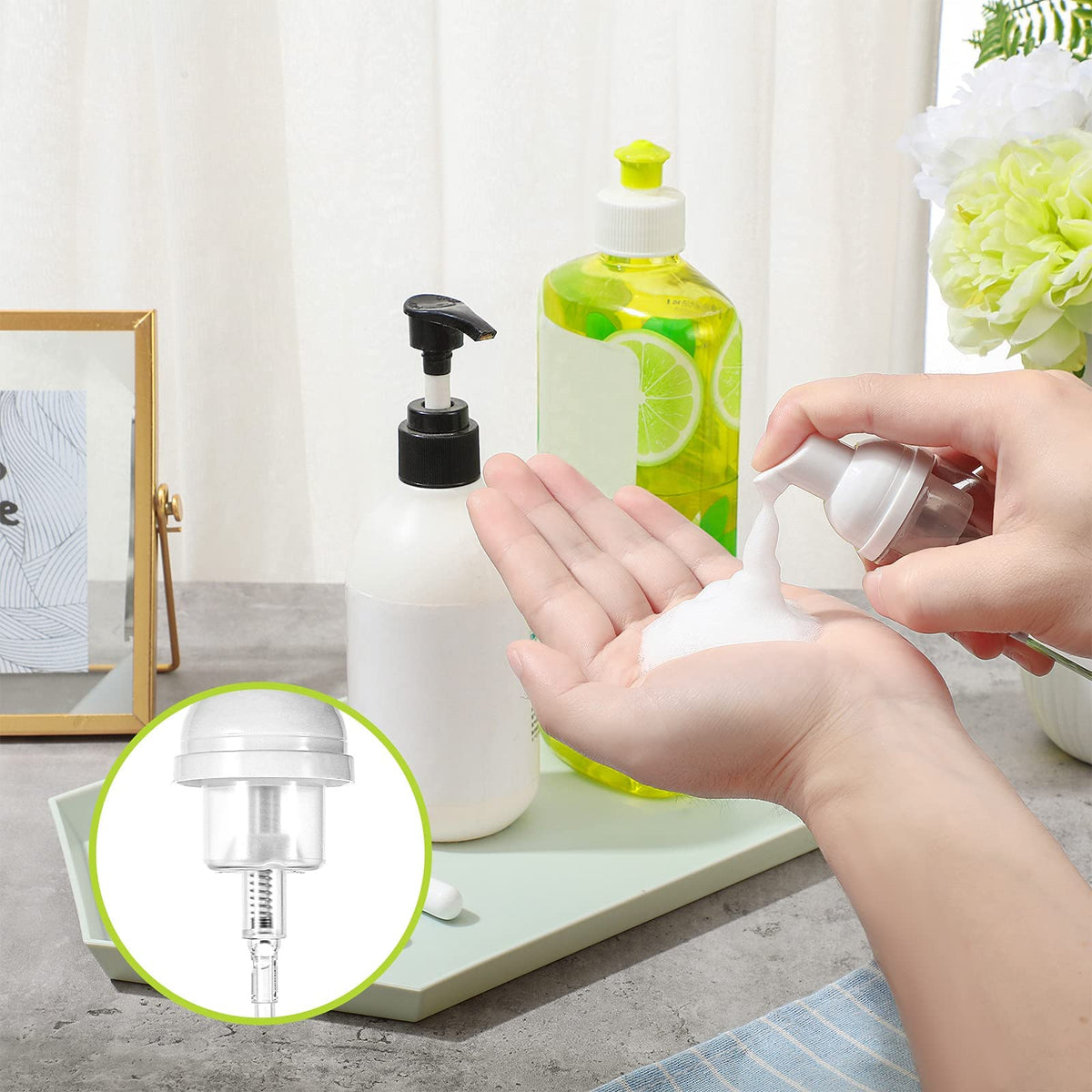 Geiserailie plastic foam reusable bottle cap emphasizes leak-proof travel storage.