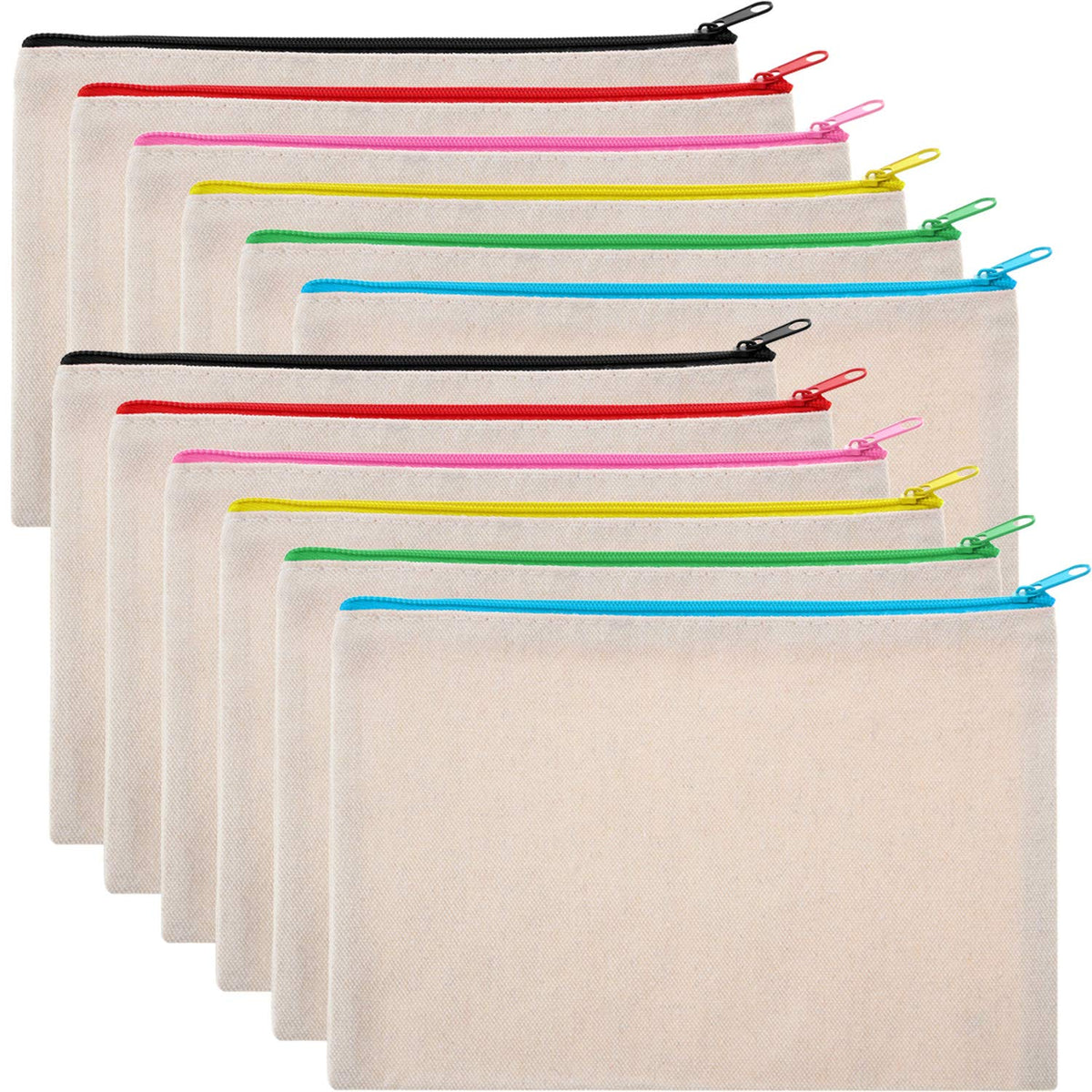Gejoy canvas makeup bag with colorful zipper options for organized travel.