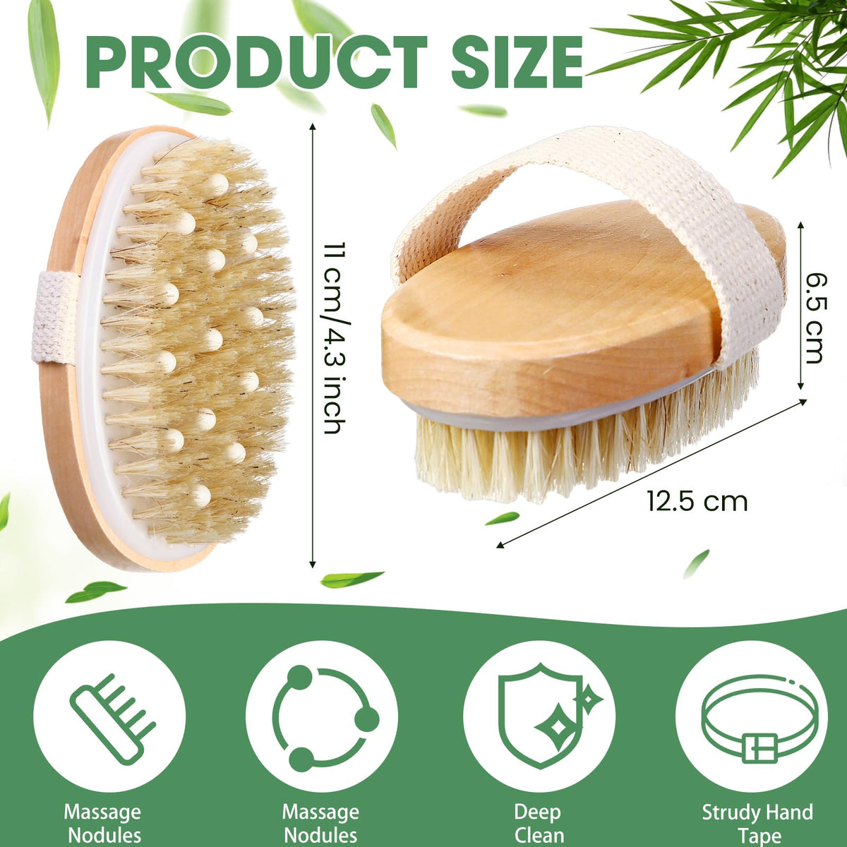 Gejoy dry brush with soft nodules for gentle skin stimulation and dead-skin shedding