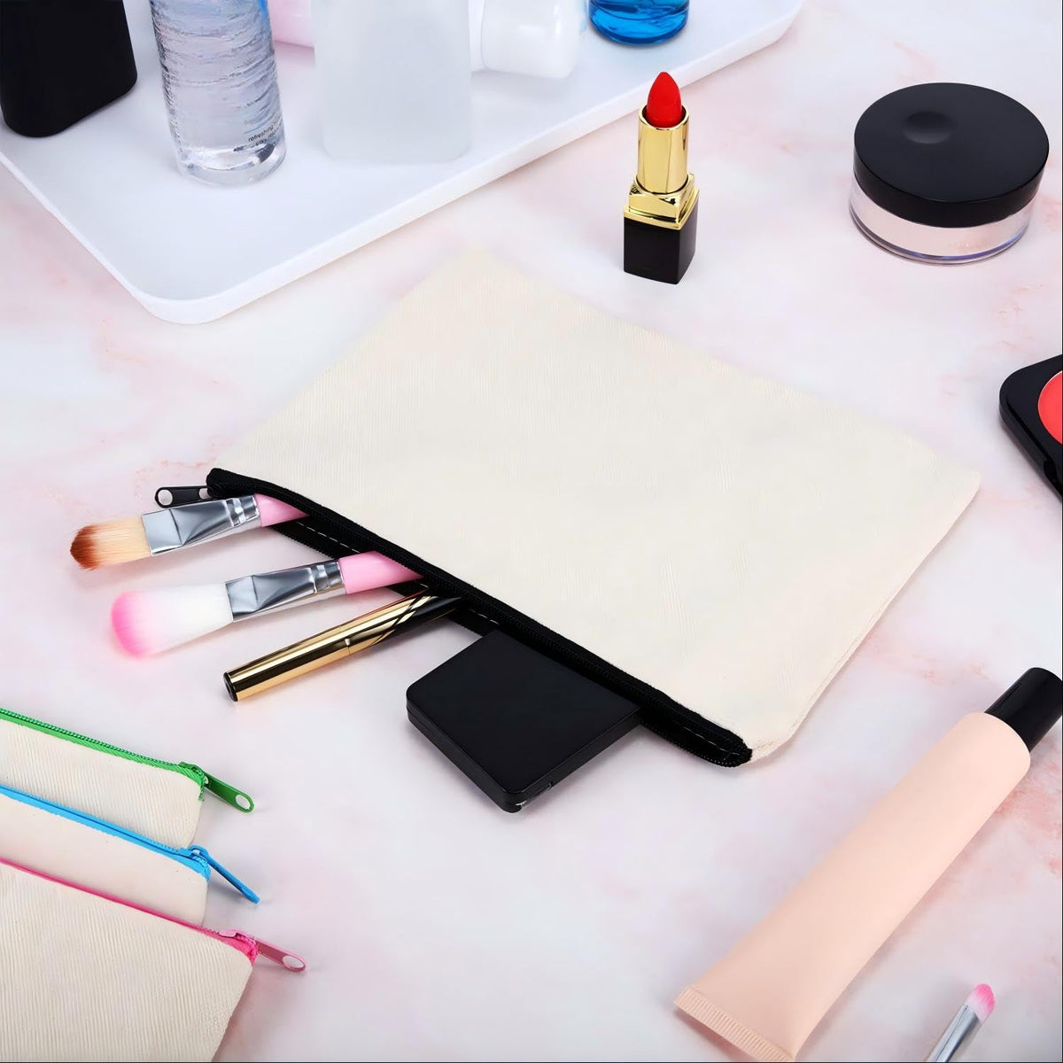Gejoy washable canvas makeup pouch stays soft and durable after washing.