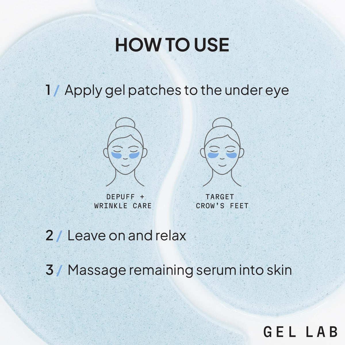 Gel Lab REGLOW eye patches suitable for morning or night routines.