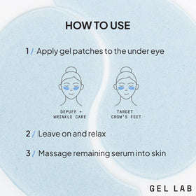 Gel Lab REGLOW eye patches suitable for morning or night routines.