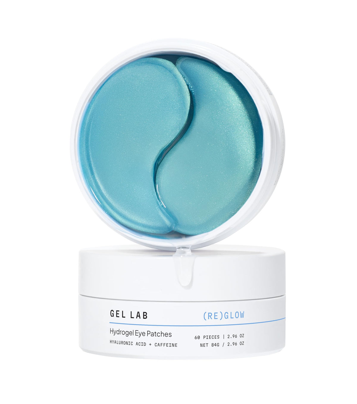 Gel Lab REGLOW hyaluronic eye patches for deep hydration and smoothing under-eye skin.