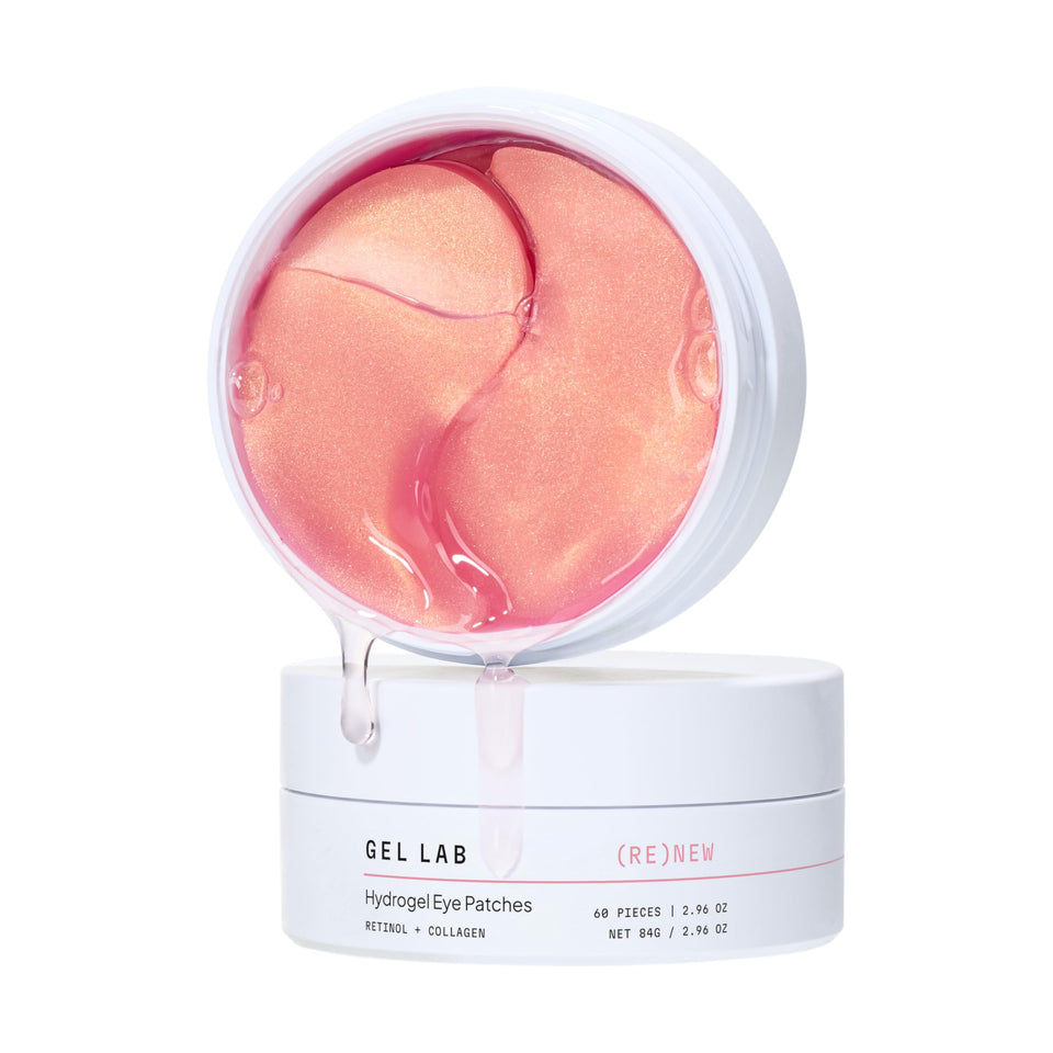 Gel Lab RENEW eye patches packaging highlights cruelty-free promise for refreshed under-eye care.