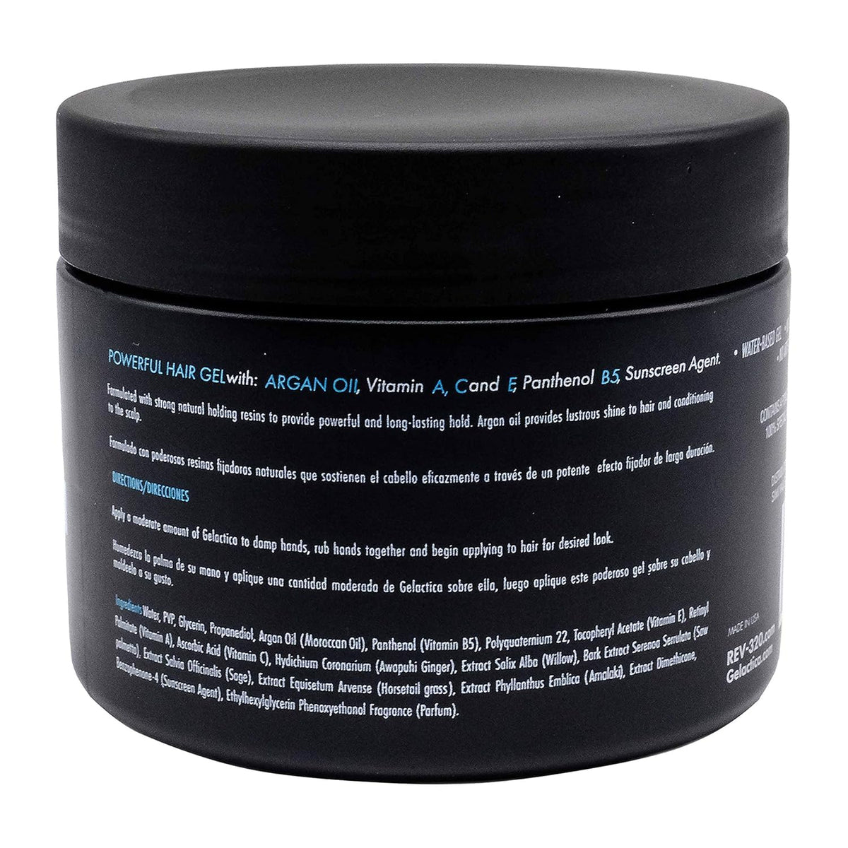 Gelactica Rev320 bottle pour shows easy dispensing for styling prep.