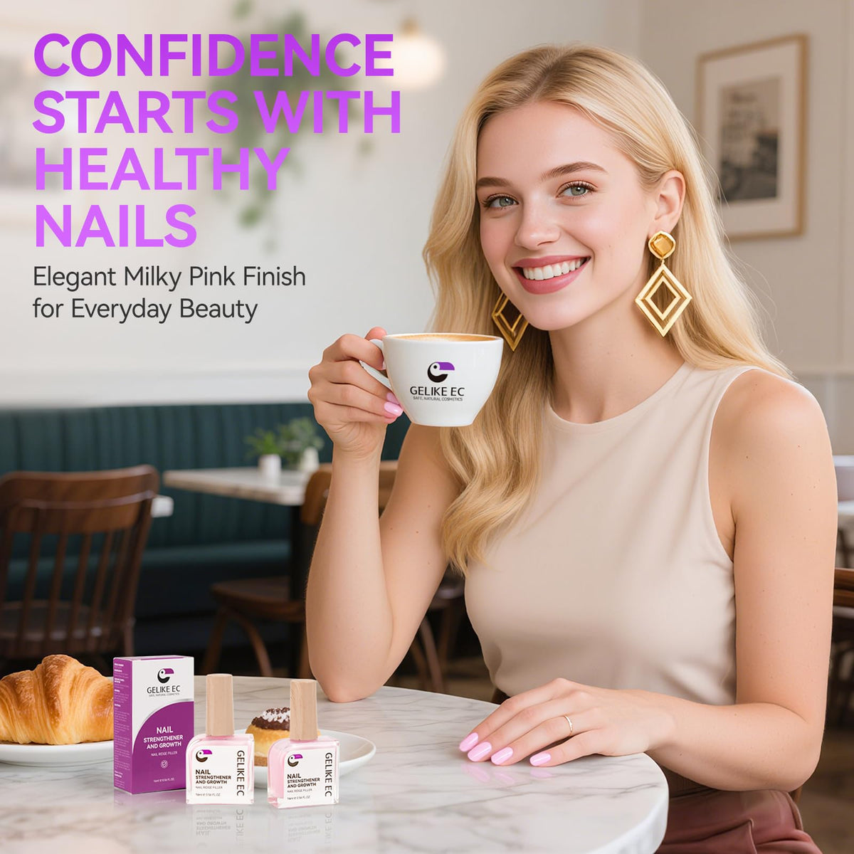 Gelike EC vegan nail polish packaging highlights plant-based formula and safety