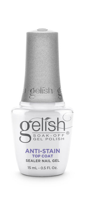 Gelish Anti-Stain Top Coat bottle with stain-resistant shine
