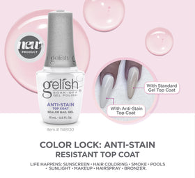 Gelish Anti-Stain Top Coat brush applying a smooth layer