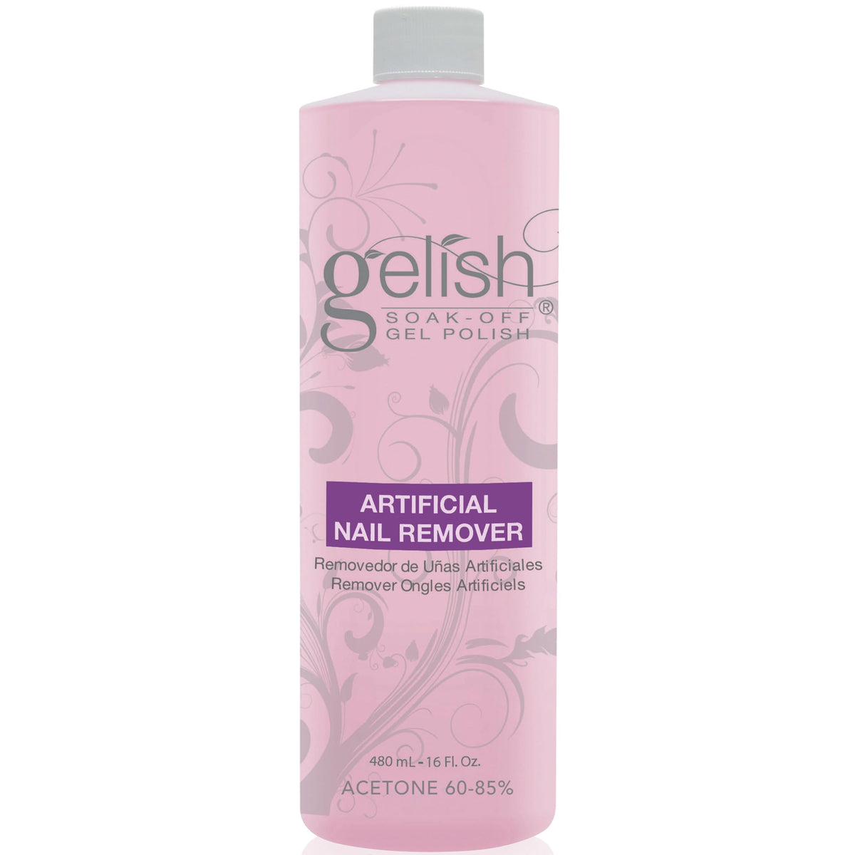 Gelish artificial nail remover bottle pour for fast, gentle removal.