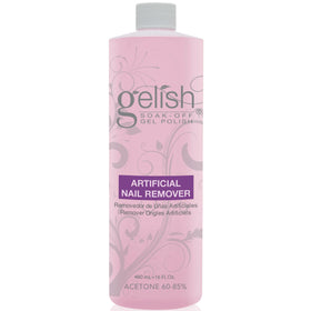 Gelish artificial nail remover bottle pour for fast, gentle removal.